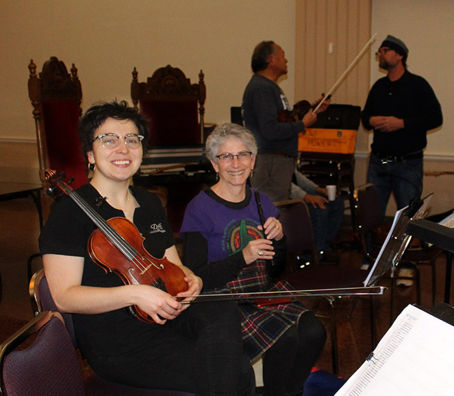Katherine Bender, Violin and Carol Kasmer Irving, penny whistle at Burns Celebration