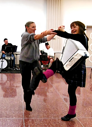 Celtic Music Session - Deb and Mary Kay Dancing with Accordion