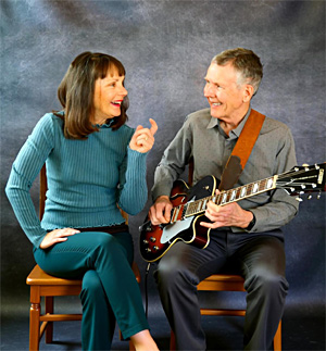Tom and Mary Kay Aufrance recording the song Mister Shady