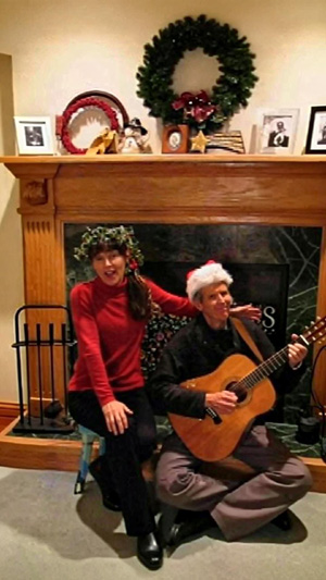 Tom and Mary Kay Aufrance recording the music video I Can See Christmas