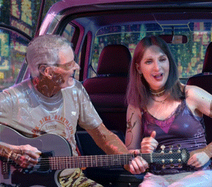 Animation of Tom and Mary Kay Aufrance Transforming While Performing